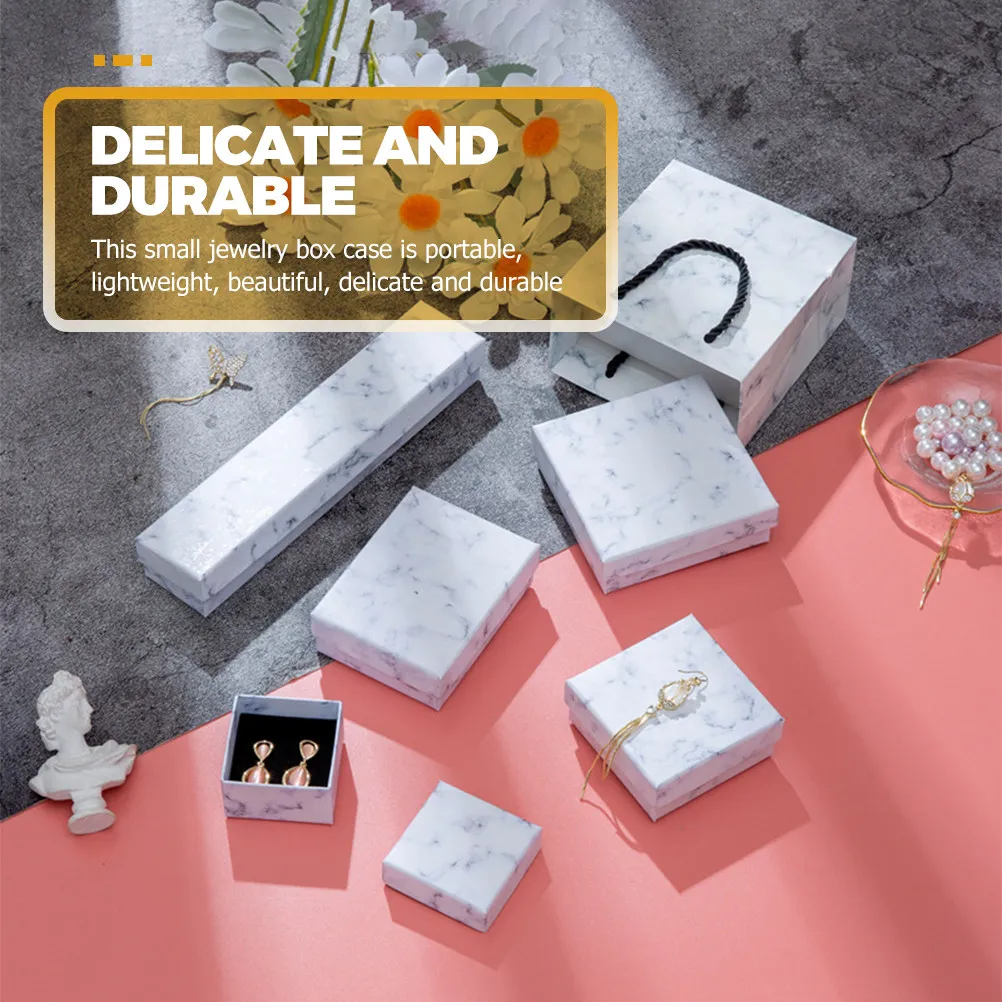 

12Pcs Jewelry Storage Box Marble Pattern Cardboard Organizer for Necklaces Bracelets Earrings Jewelry Gift Packaging Bulk
