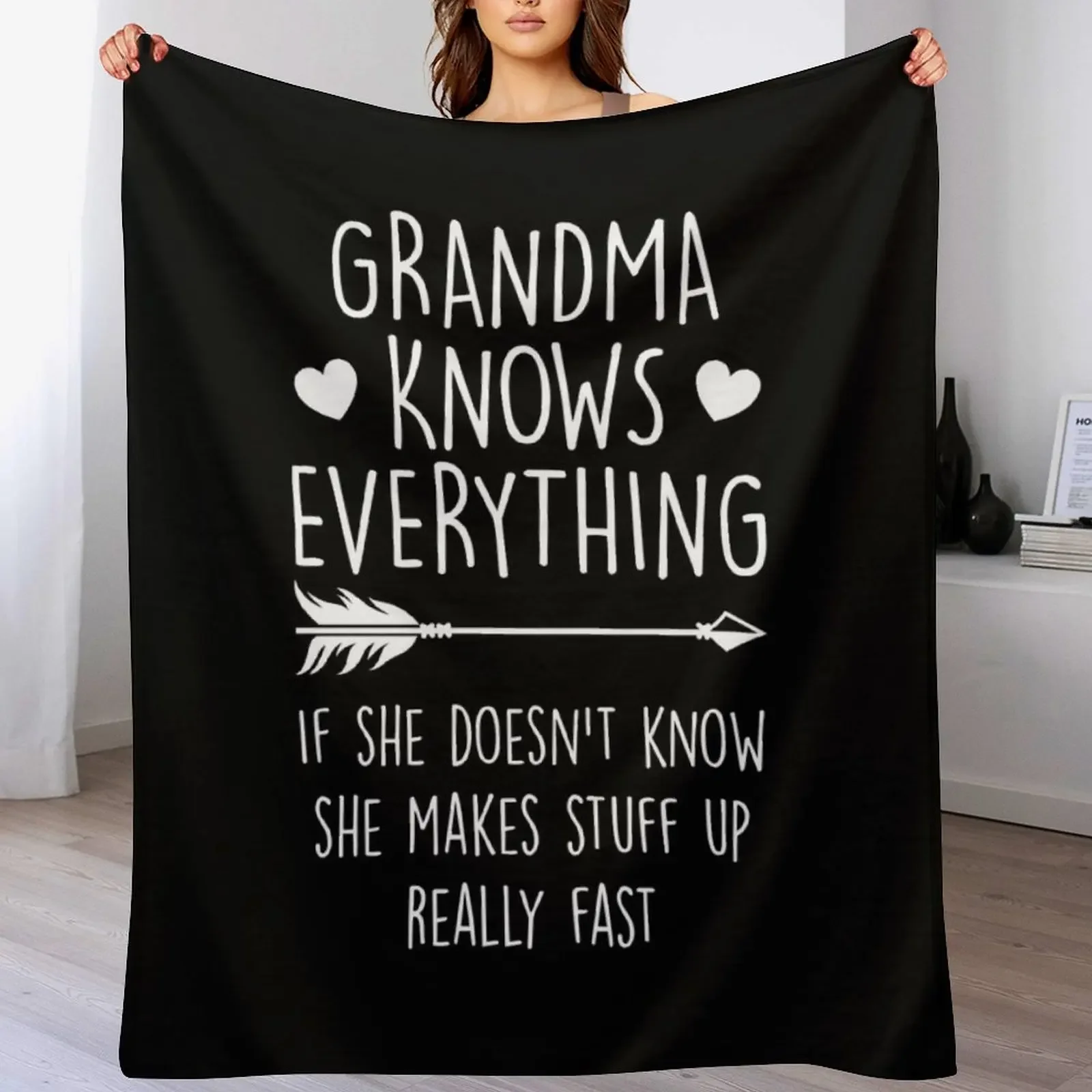 Grandma Knows Everything Funny Grandmother Joke Proud Grammy Throw Blanket Sleeping Bag Furrys Blankets