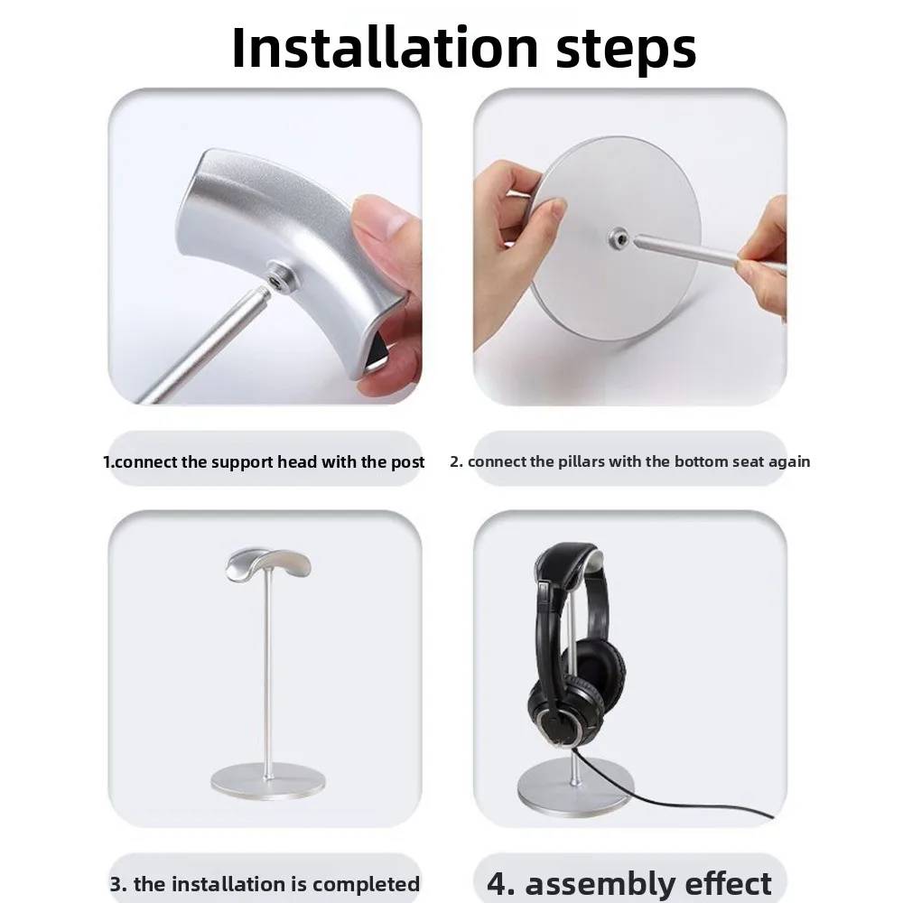 

Holder Headphone Display Stand Space Saving Enhance Stability Earphone Vertical Bracket Non-Slipping Aluminium Alloy