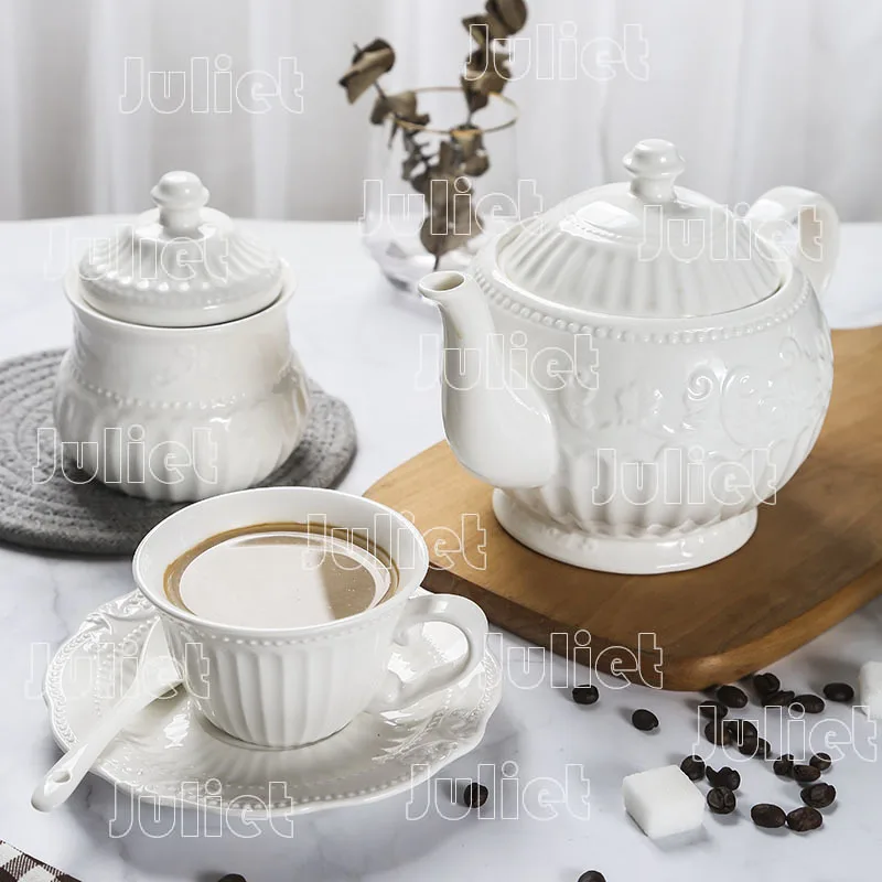 Jug Jar European Style Tea Cups and Tea Tray Retro Ceramic Sugar Milk Pot Classic Pattern Milk Cup and Tea Tray Household Use