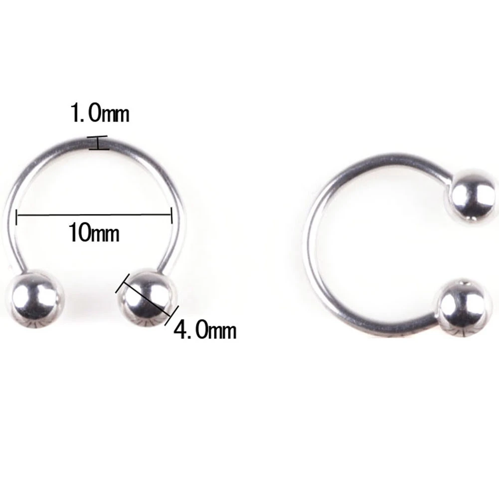 10pcs Silver Tongue Ring Set, Body Piercing