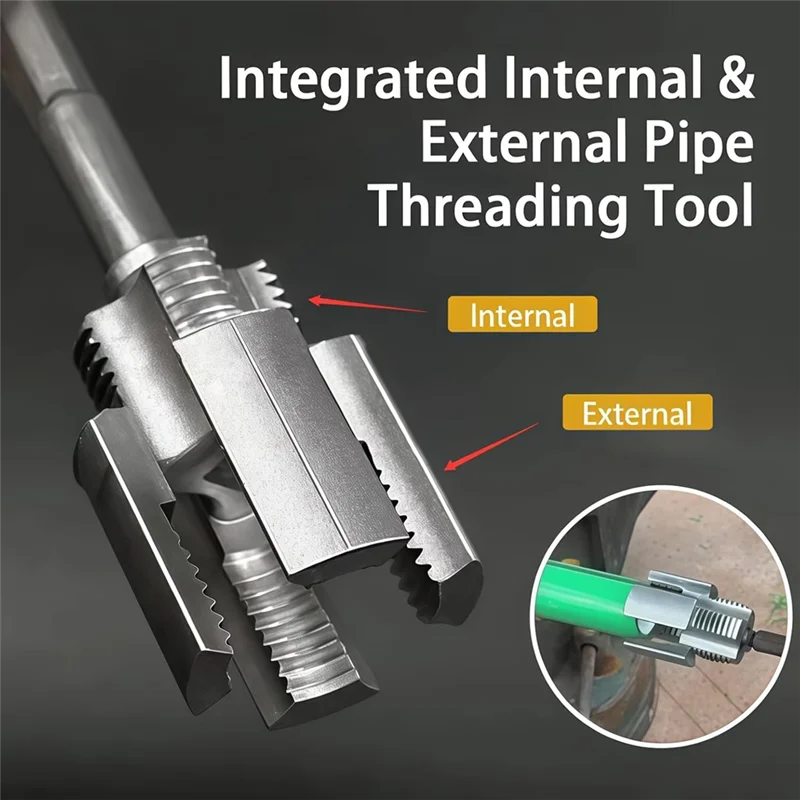 BYBS-Integrated Internal & External Pipe Threading Tool, Electric Drill Compatible Pvc Pipe Threader Kit