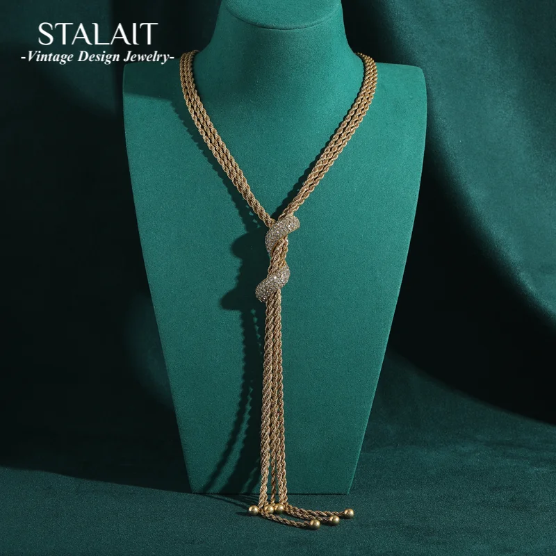 

4 мм веревочная цепочка, ожерелье золотого цвета, винтажные антикварные длинные украшения для женщин, свитер, аксессуары с кисточками, роскошные тренды в Дубае, 2023 г.