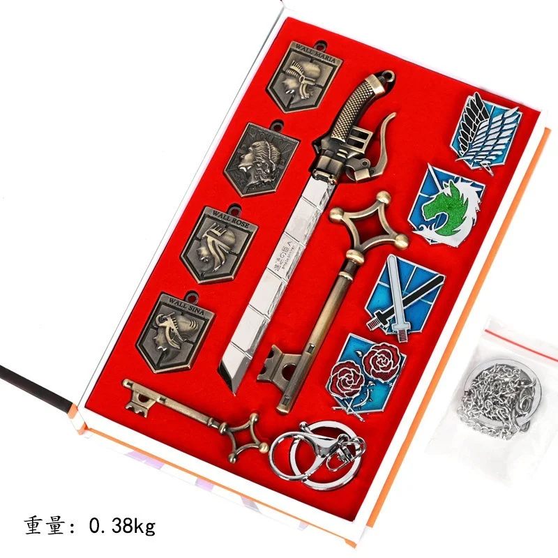 Attack on Titan Eren Ackerman Armin Arlert Survey Recon Corps Brooch Ring Necklace Jewelry Pendant Set Kids Birthday Gift Toys