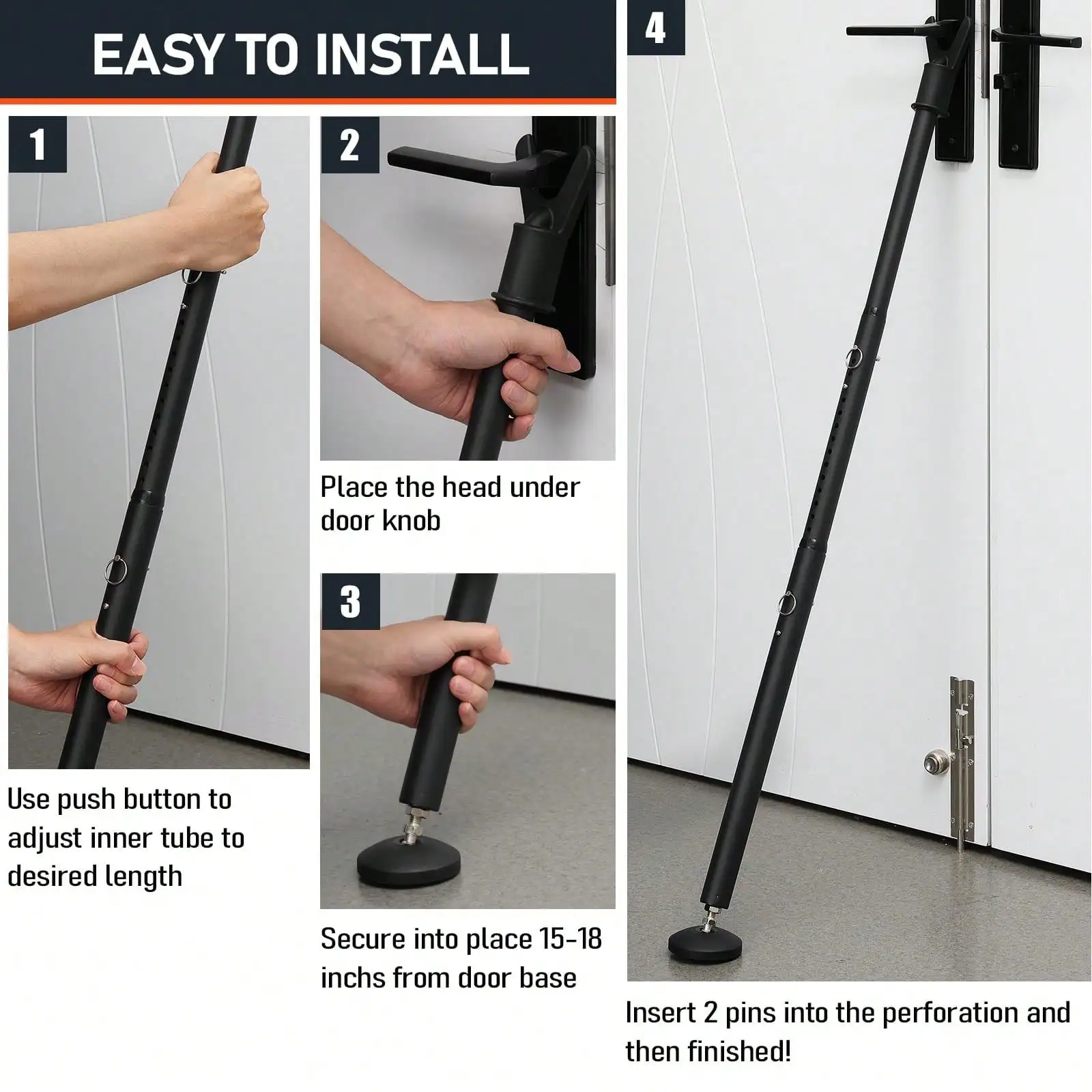 HARRMS YeYeBest 1 1/8In Door Security Bar: 35-41.7in قابل للتعديل عالي التحمل ضد الأطفال #2