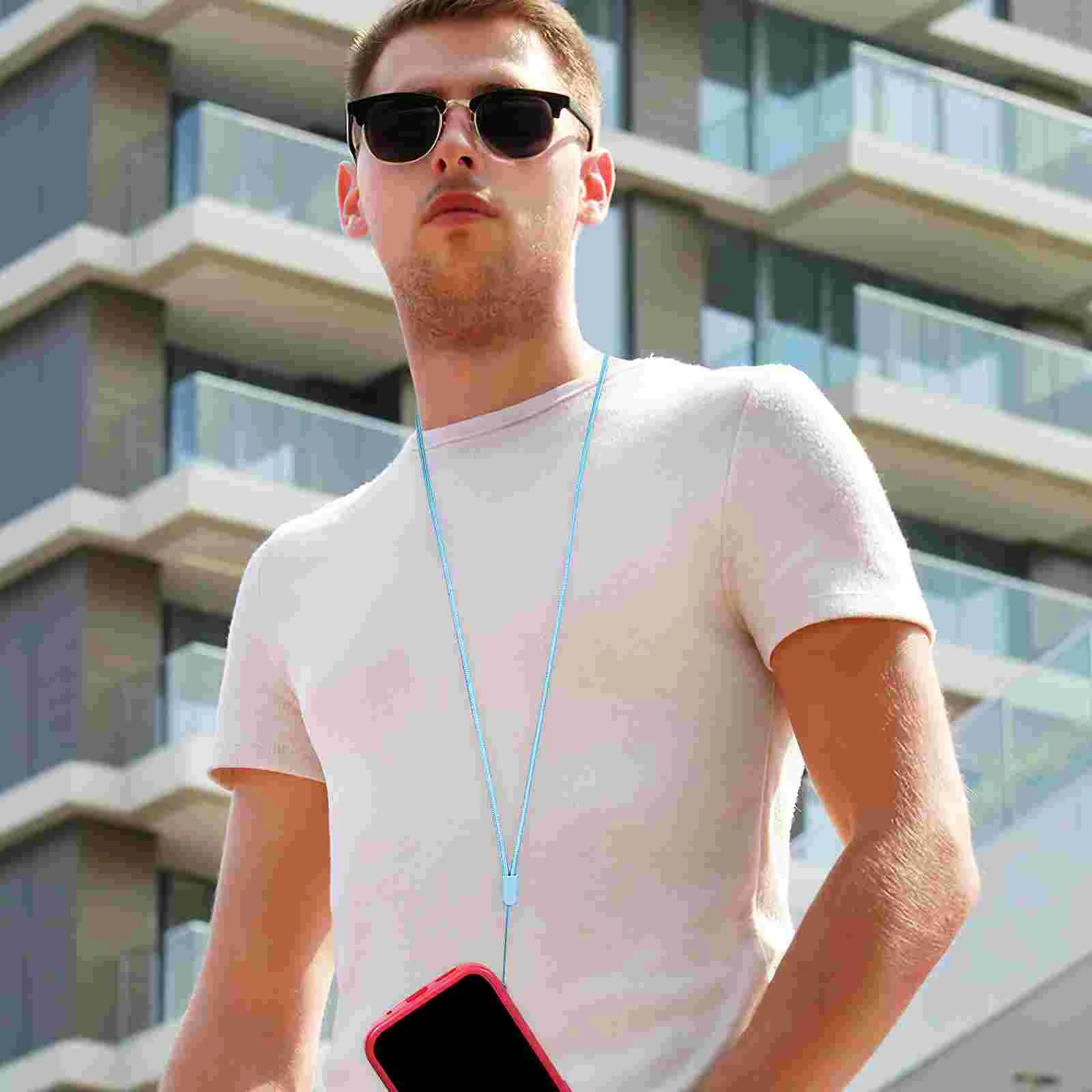 8 Pcs Black Pen Lanyard Set Leash Straps Key Holder for Anti-lost Silicone Rings with Round Miss