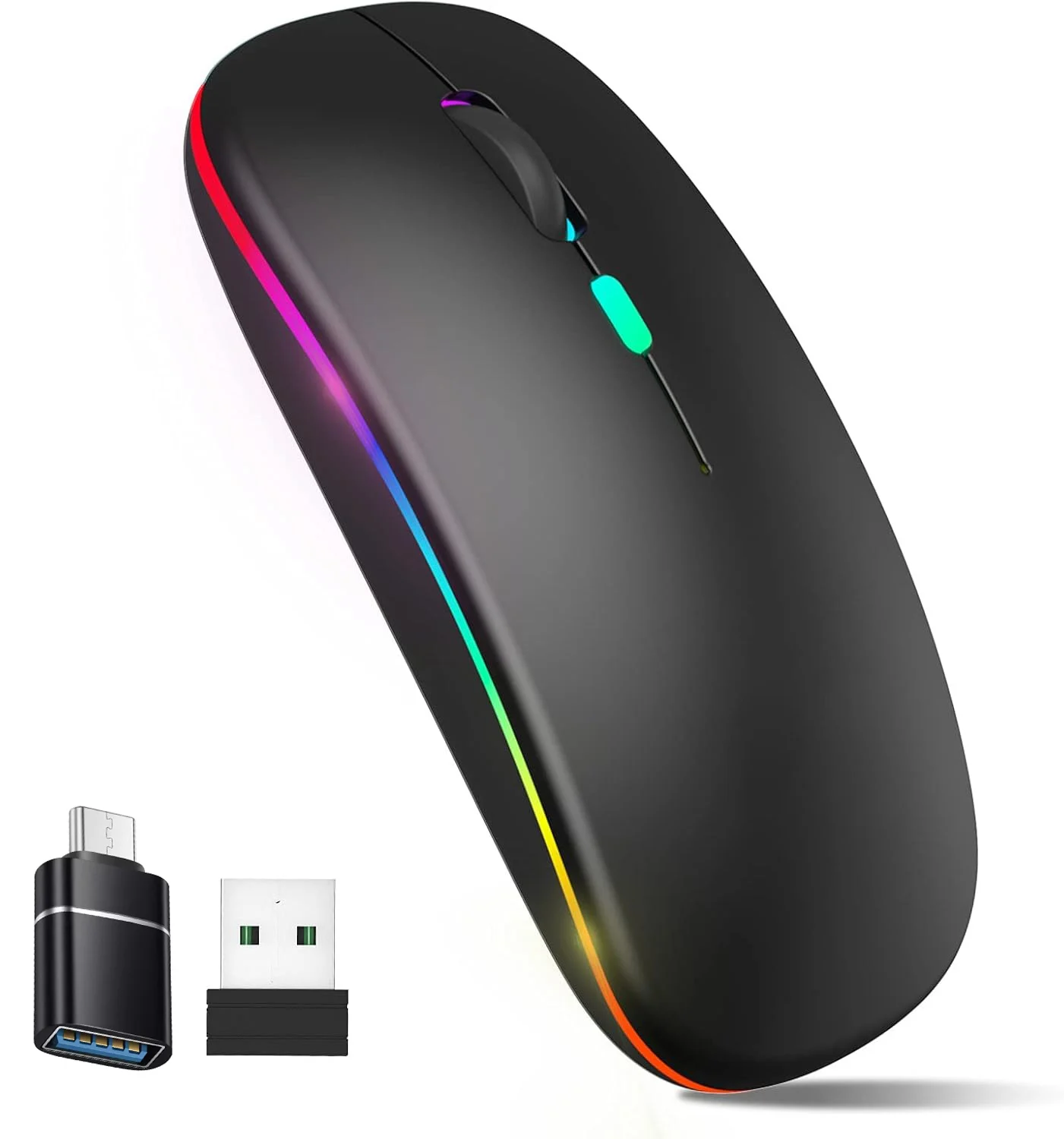 

Беспроводная мышь, двухрежимная Bluetooth-совместимая мышь, светодиодная перезаряжаемая мышь для ноутбука, портативная компьютерная мышь для ноутбука, iPad, планшета