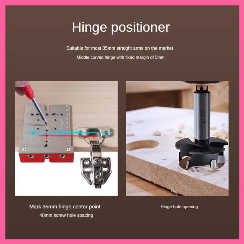 

35Mm Hinge Punching Locator Hinge Boring Jig With Inch Metric Scale Multi-Function Woodworking Drilling Locator-B Easy Install