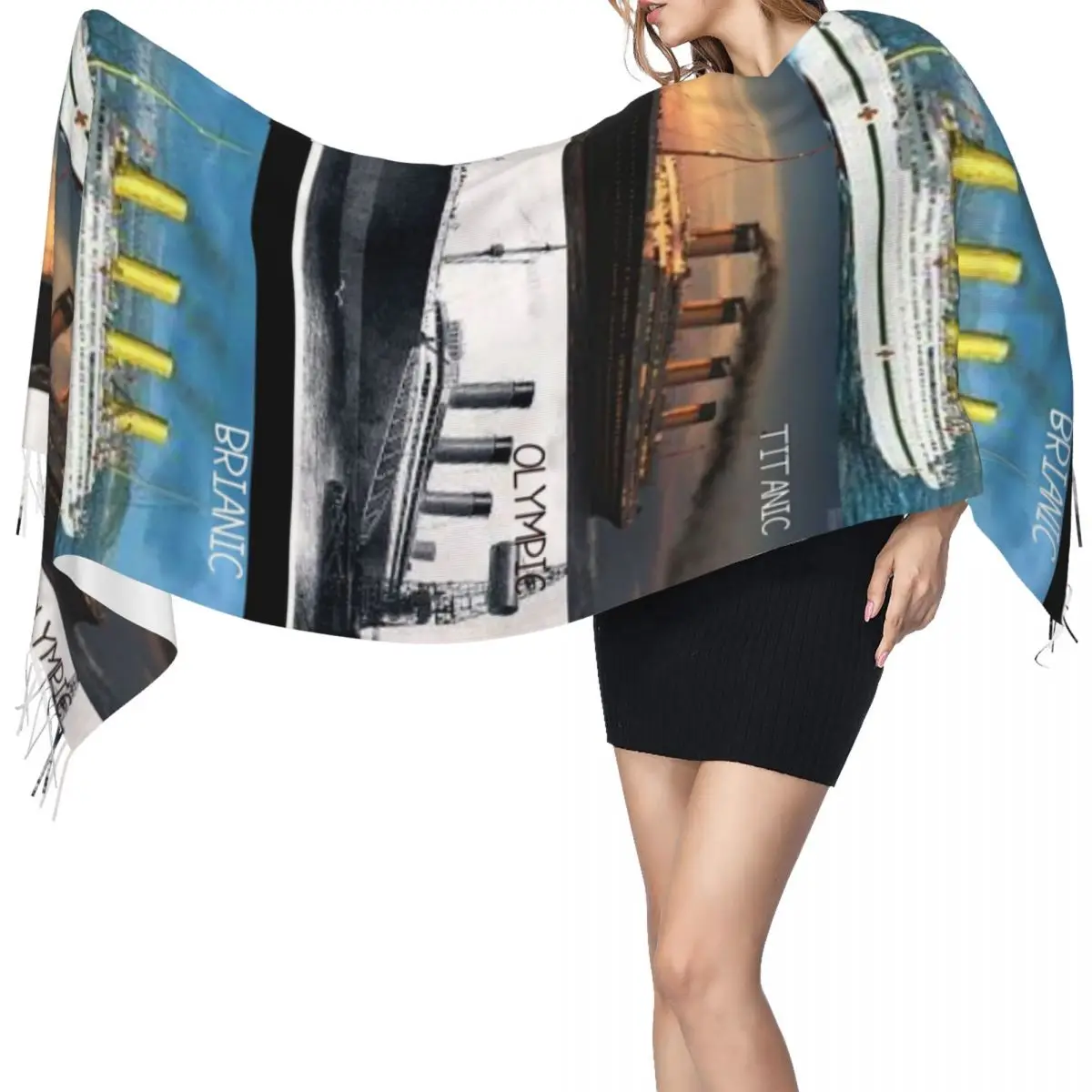 Titanic Britanic Zus Schip Ijsberg Witte Ster Liners Sjaal Sjaals voor Vrouwen Zachte Warme Sjaals en Wraps Grote Sjaal Wrap