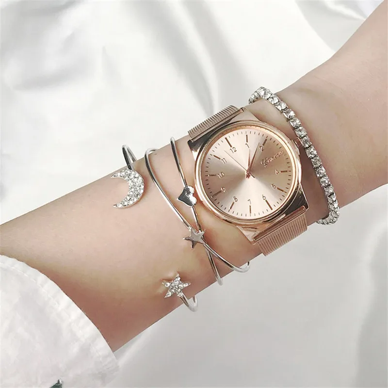 Hot Sale Punk Retro Simple Moon Star Heart Crystal Bracelet Charm Cuff Bracelet Bangle Party Jewelry Accessories For Women Girls