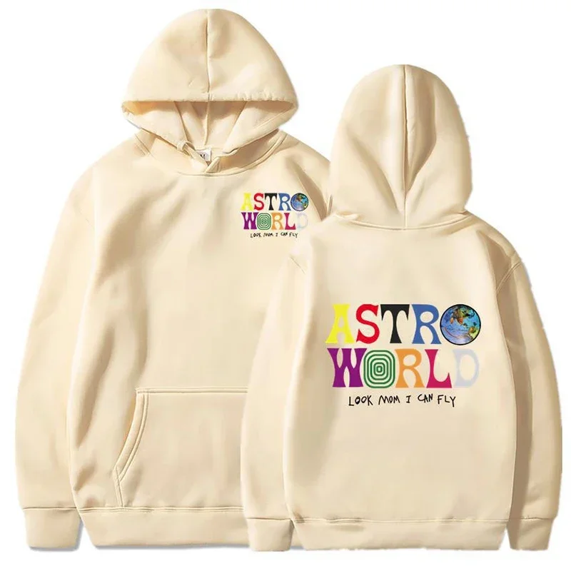 Travis Scott Hoodies Men Look Mom I Can Fly Letter Printed Sweatshirts Women Fashion ASTROWORLD Hooded Pullover Casual Sportwear