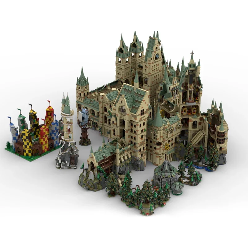 MOC マジックワールドビルディングレンガ究極のモジュラーホグワーツグラウンドとハリーズキャッスルバンドルブロックモデルおもちゃ子供の誕生日プレゼント