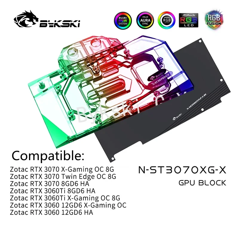 

Bykski N-ST3070XG-X,RGB GPU Water Block for ZOTAC Geforce RTX 3070 X GAMING OC 8G/Twin Edge/ZOTAC 3060/3060ti Video Card