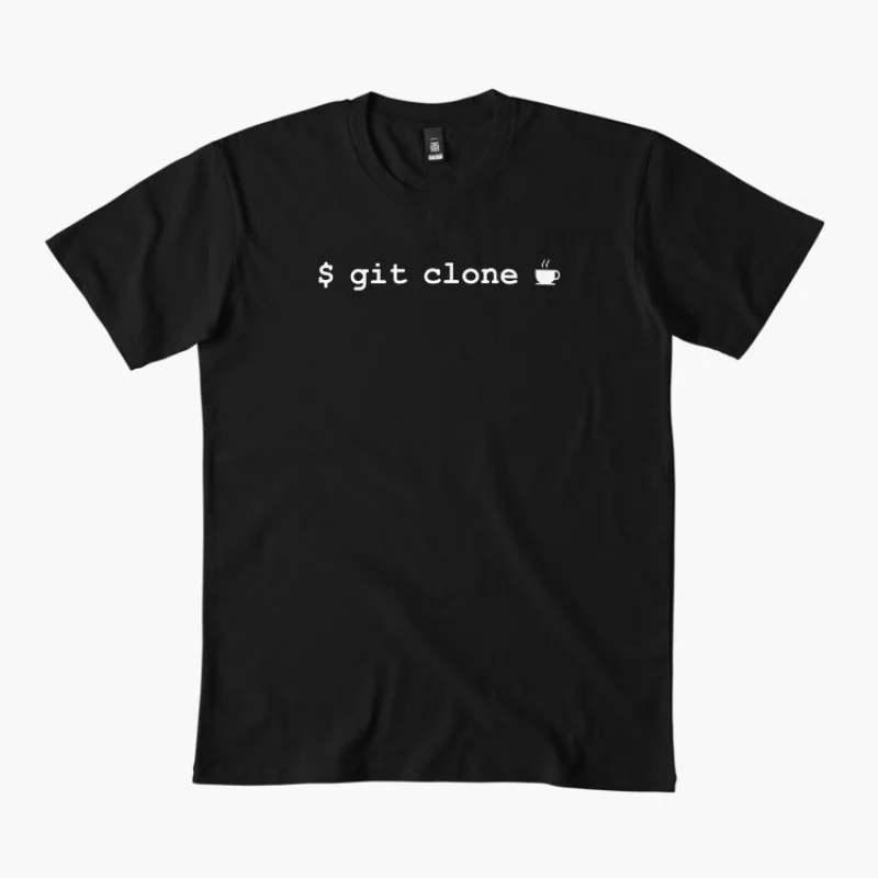 

Git Clone Coffee Funny Git merge system admin humor T Shirt for developer Graphic clothes All size tops S-6XL