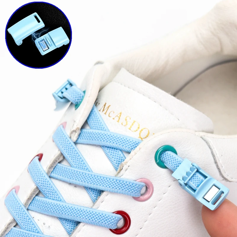 Multicolor Magnetic Lock Laces Sneakers Shoelaces Elastic No Tie Shoelace Kids Adult Quick Tieless Shoe Lace Fits All Shoes Size