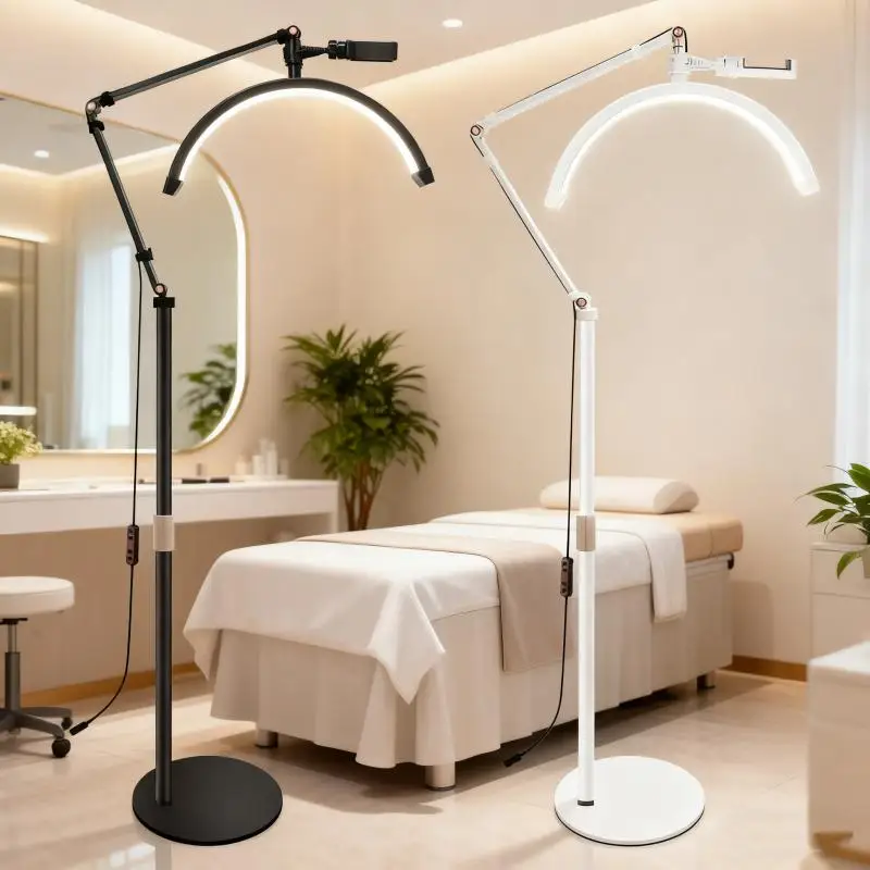 2026 16 INCH LED Half-Moon Shaped Light 20W 3000K-6000K Lash Light With Floor Tripod Floor Video Light For Beauty Salon Makeup T