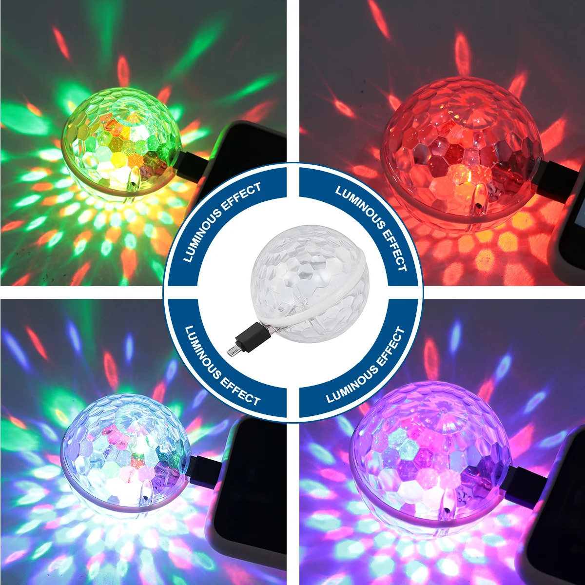 

1Pcs USB Mini Crystal LED Disco Light Portable Dj Lighting Stage Party Colorful USB Powered Disco Lights