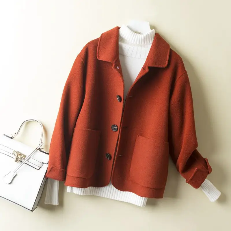 

Cashmere jacket spring early spring double-sided woolen coat small woolen coat with women's short coat