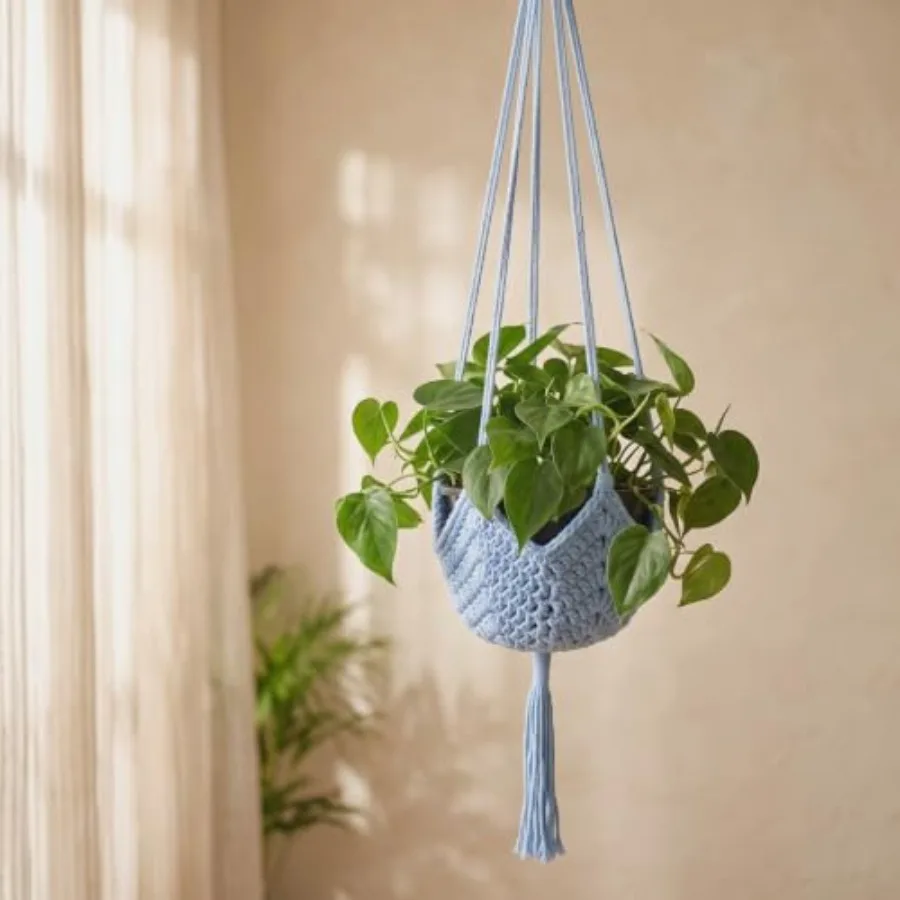 1 Pack Boho Macrame Plant Hanger, Large Hanging Planter Plant Holder Pot Hanger Hanging Basket Wall Planters, Plants Lover Gift