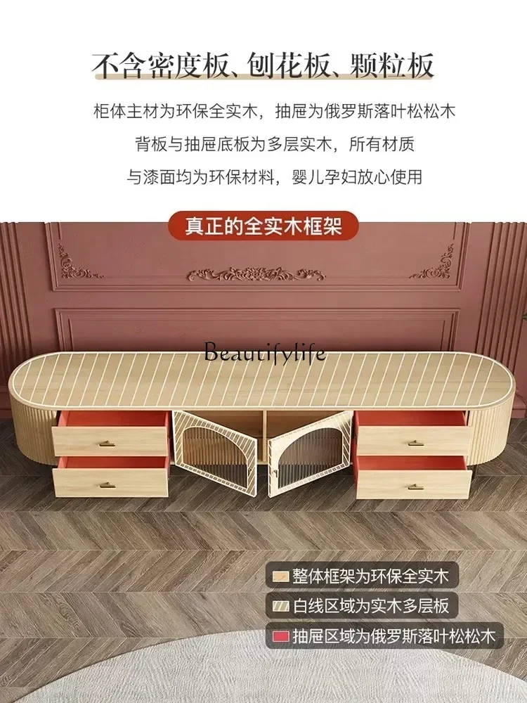 yj58 Combinazione di mobili TV con lastra di roccia di lusso francese leggera e semplice mobile TV in legno massello per soggiorno moderno