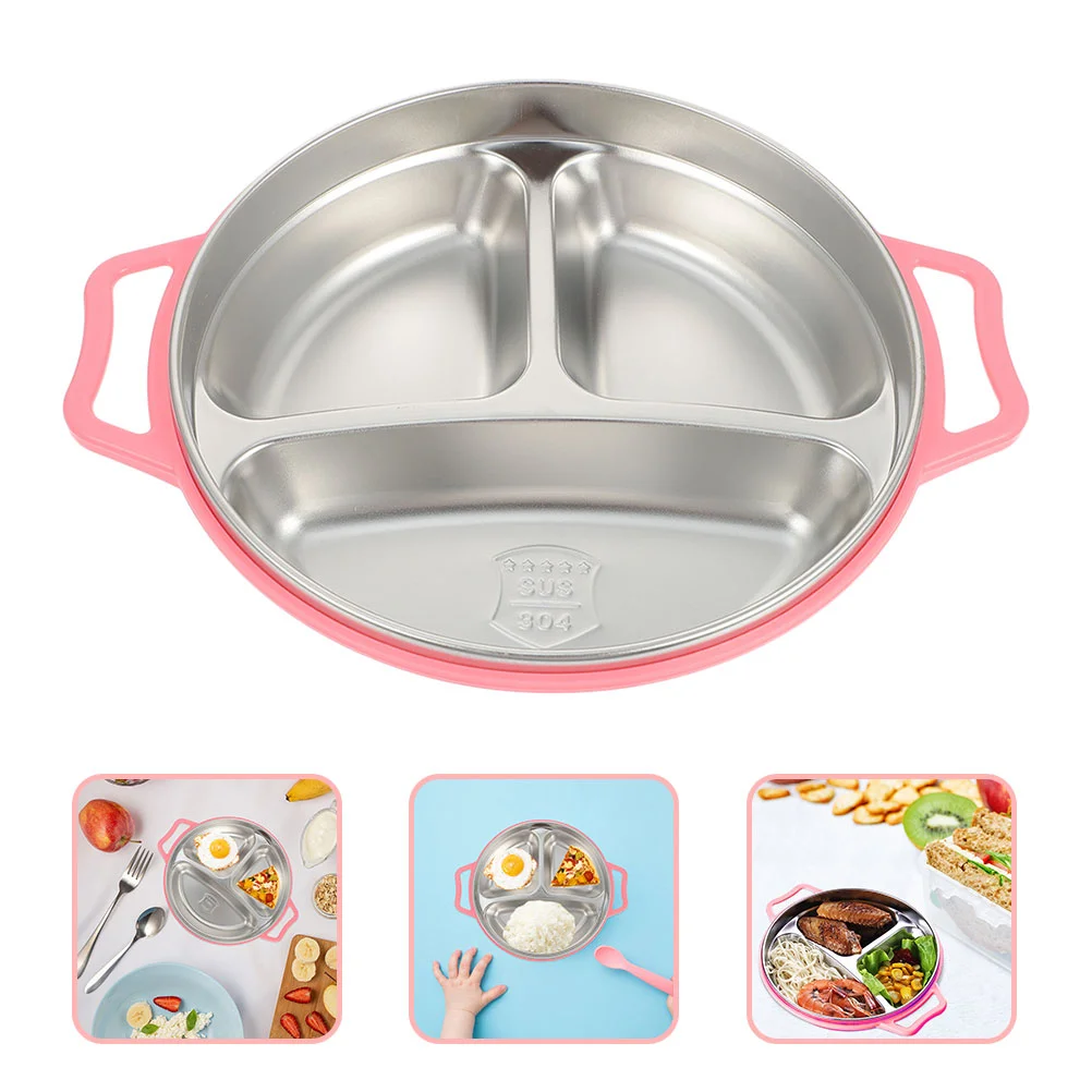 

Compartment Plate Storage Stainless Steel Kids Plates Home Divided Food Tray Holder Travel