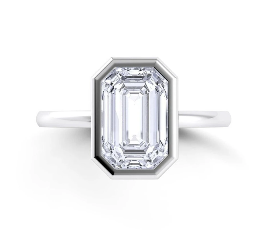 

Wedding&Engagement Ring For Woman IGI Lab Grown Emerald Cut 1.20 Carat 14k White Gold CVD HPHT Diamond