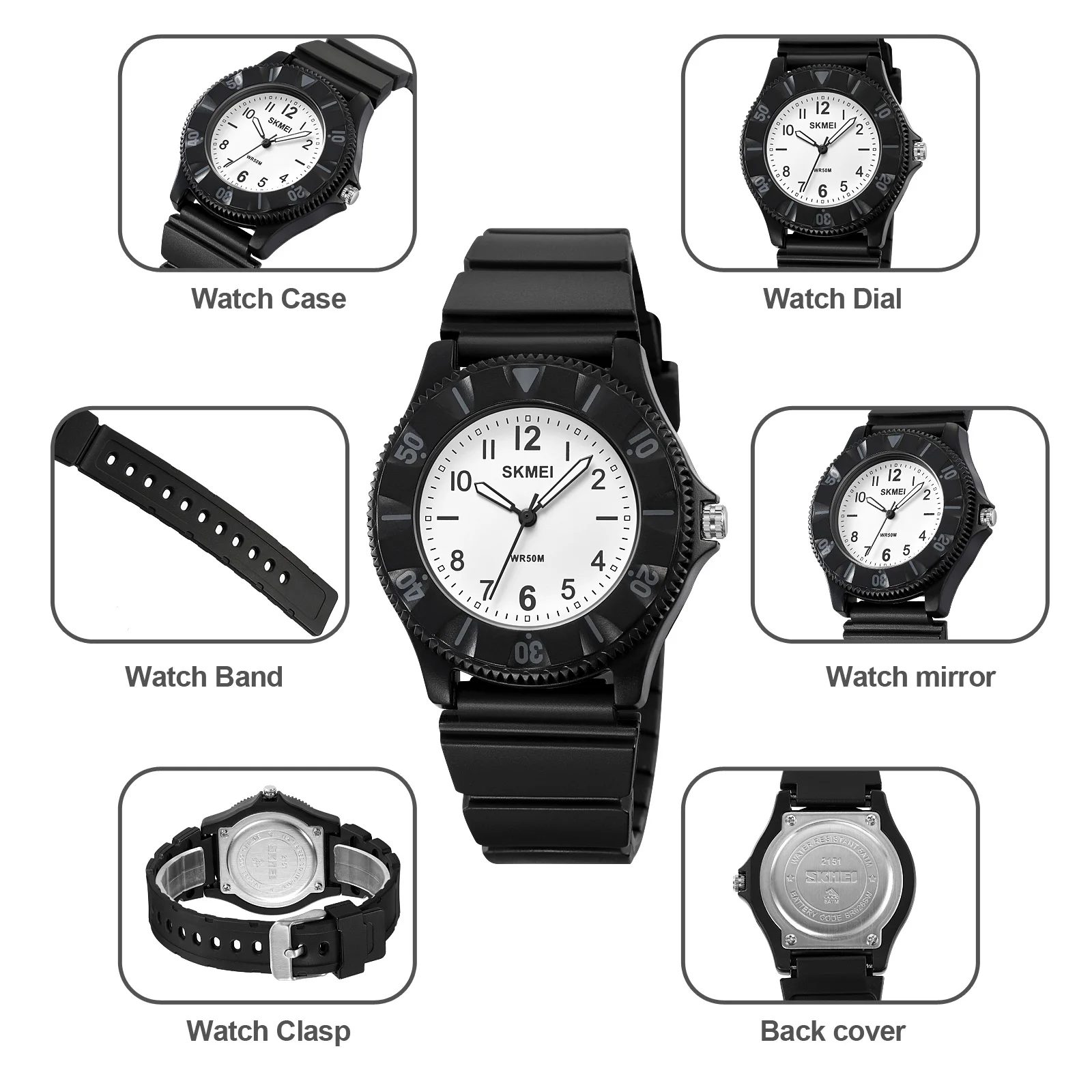 SKMEI-reloj de cuarzo con correa de TPU suave para niños, pulsera impermeable de 50m, relojes deportivos para estudiantes