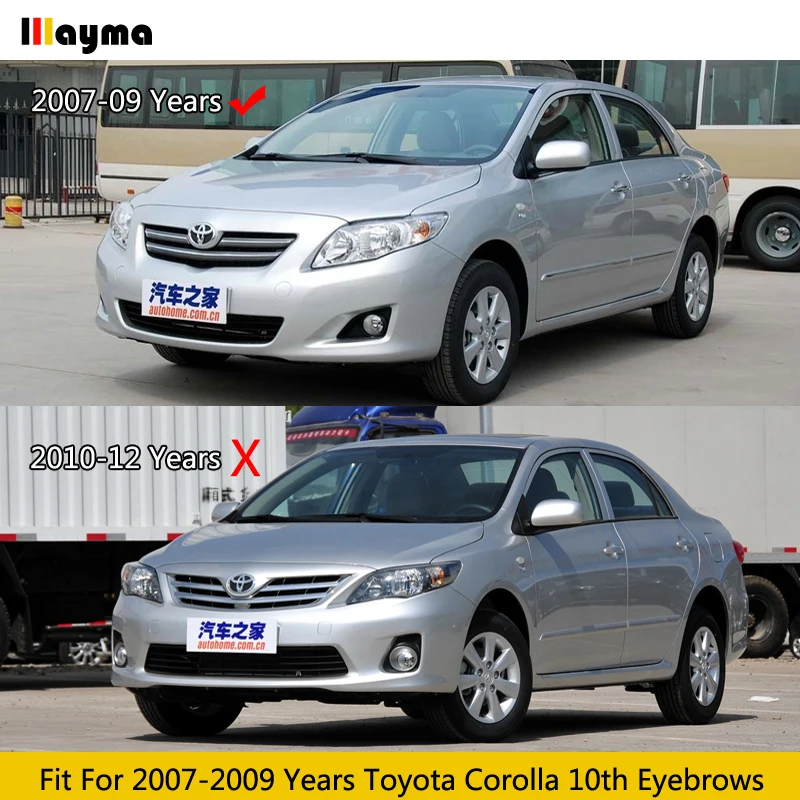 Carbon Fiber Headlight Cover Eyelid Eyebrows For Toyota Corolla 10th 2007 - 2009 Fiber Glass FRP Front Light Decorative Sticker