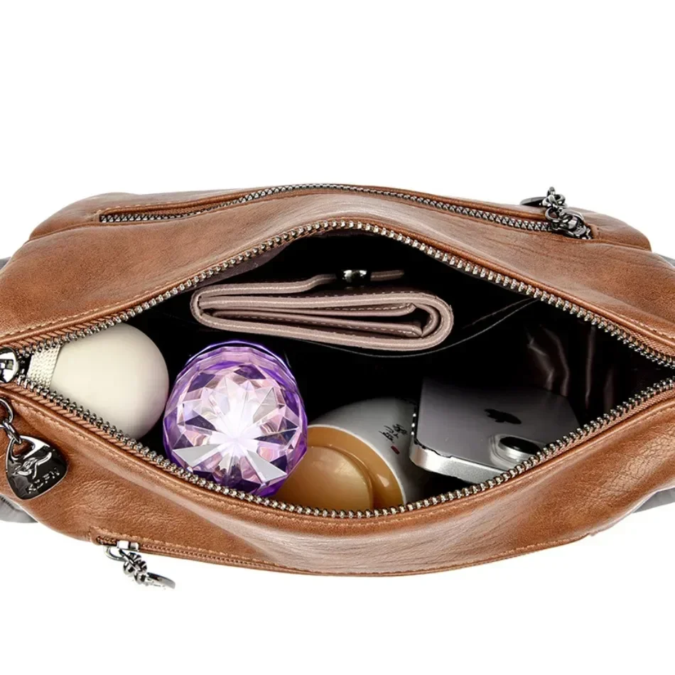 High-quality Leather Handbags for Women Luxury Designer Shoulder Crossbody Bags Soft New Ladies Casual Tote Messenger Bag 2024