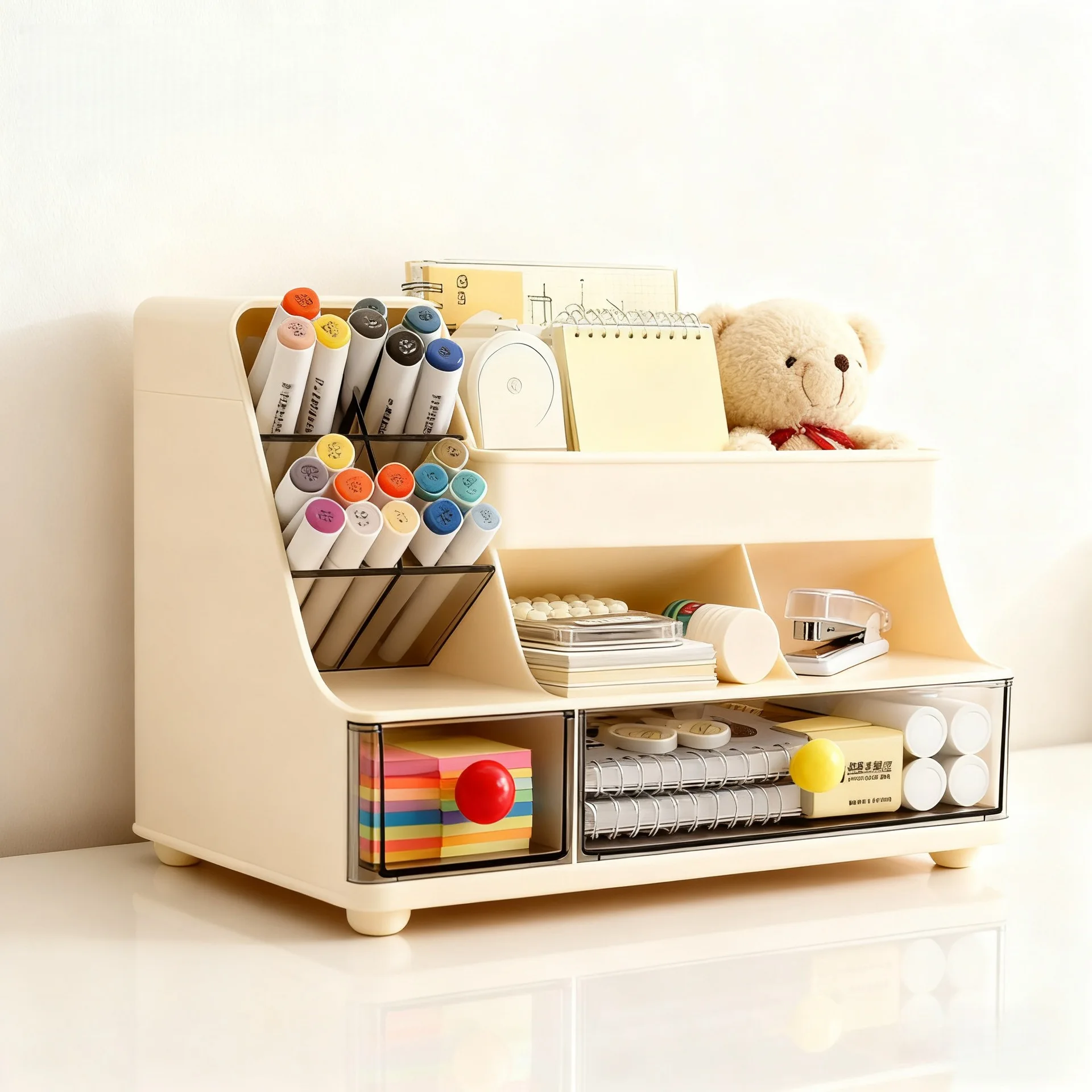 صندوق تخزين مكتبي صندوق فرز الحطام المكتبي نوع الدرج القرطاسية سعة كبيرة متعددة الوظائف قطري إدراج حامل قلم #2