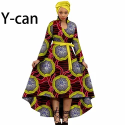 African Dresses for Women Bazin Riche Dashiki Ankara Print Formal A-line Long Skirt with Belt Elegant Causal Lady Wear Y2225055