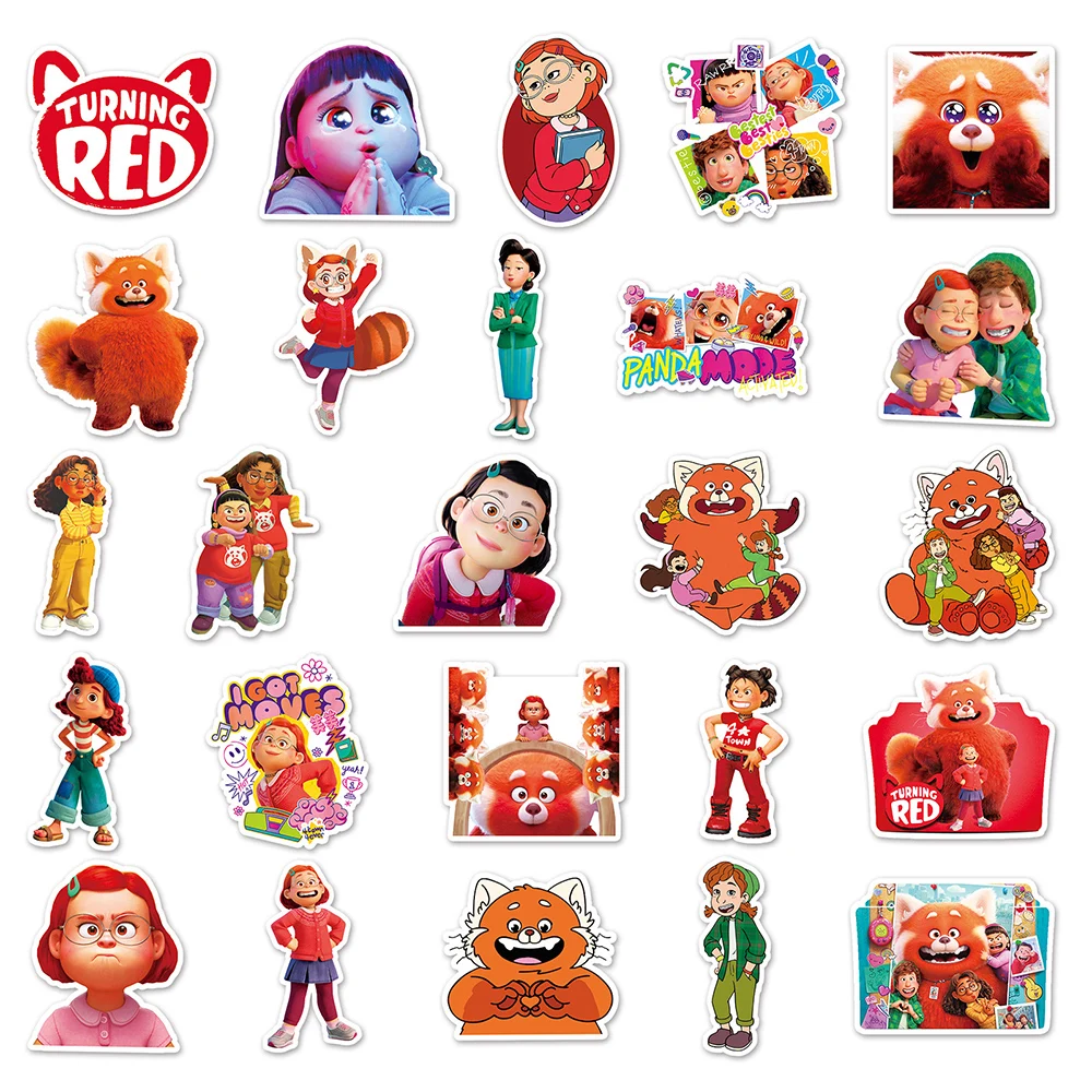 10/30/50pcs Disney Turning Red Stickers for Kids Toys impermeabile decorativo Skateboard Phone Case Laptop Cute Anime Sticker Pack