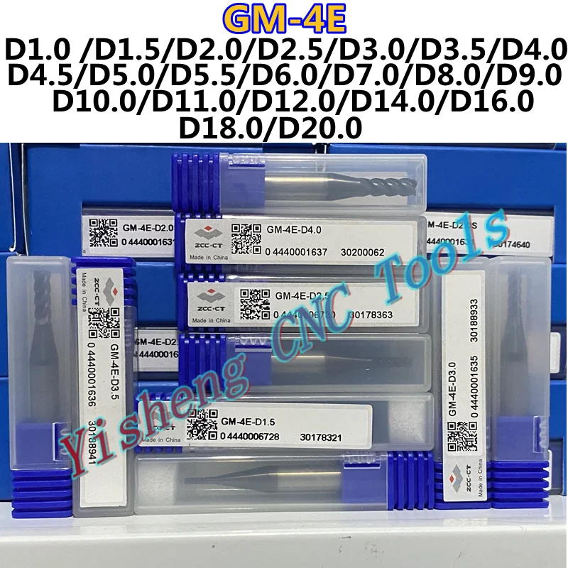 ZCC CT GM-4E CNC high speed profile milling cutter for metal solid carbide 4 flute 1-20mm fresas para madera end mill