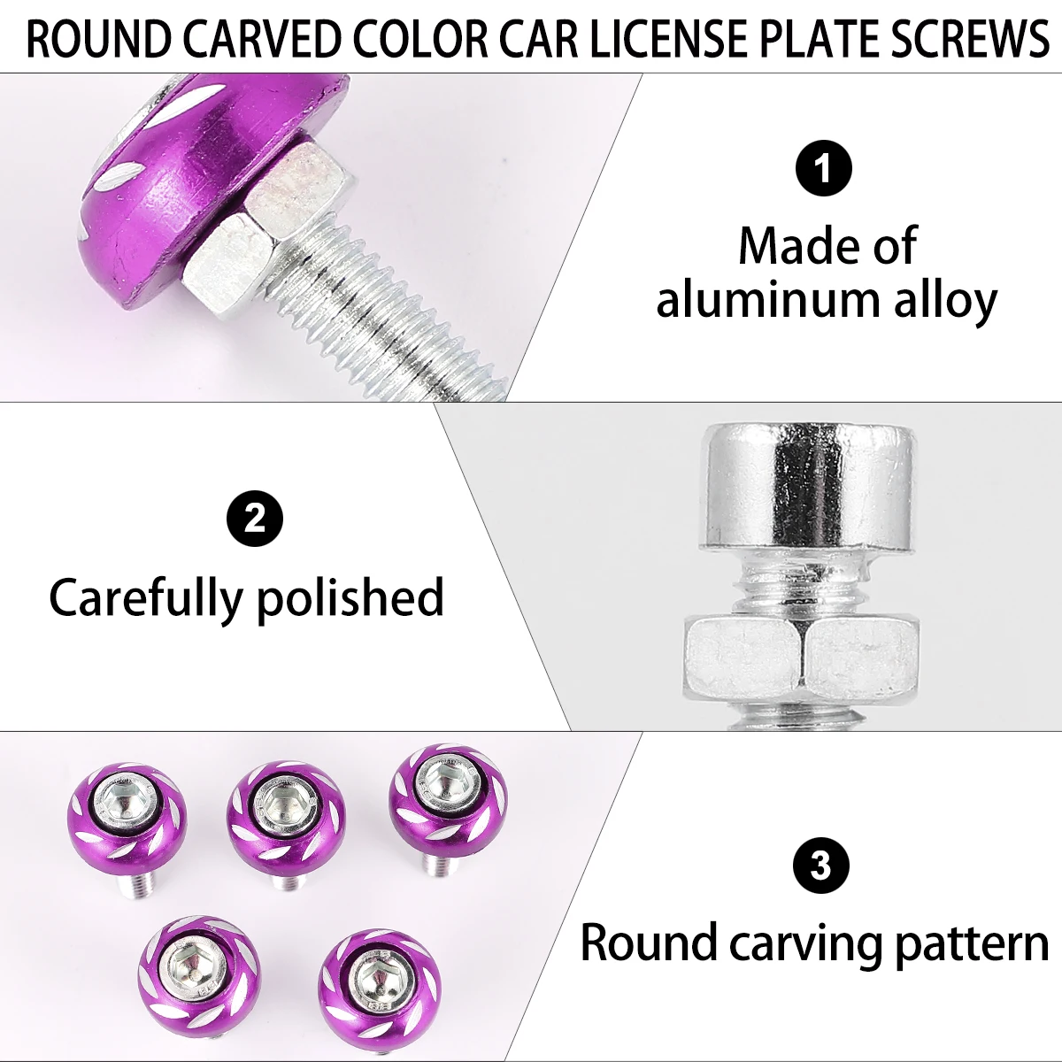 

20pcs License Plate Screws Motorcycle Electrocar Fastening Bolts Durable Aluminum Alloy Fixation Hardware Solid Strong for Men