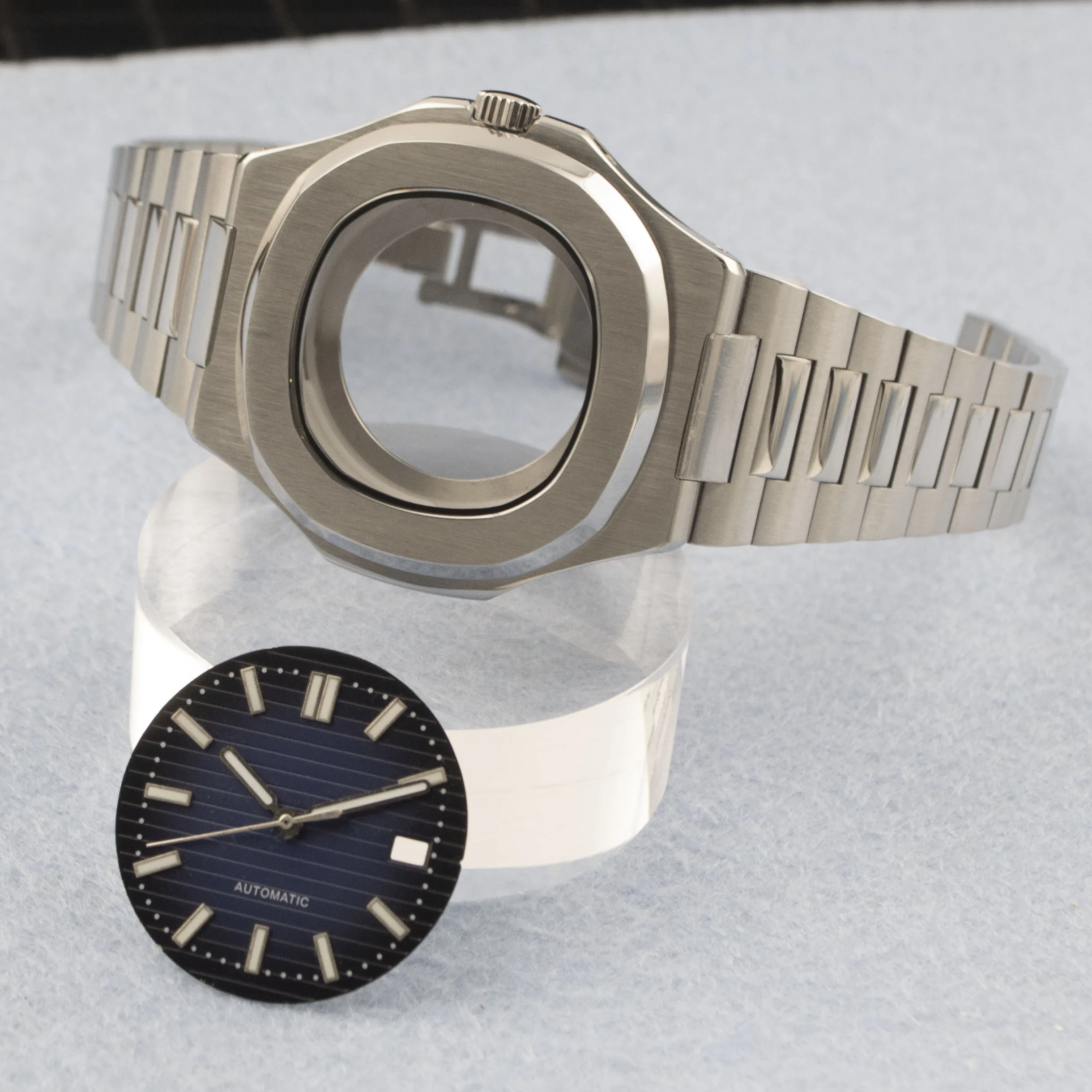 

Silver 41MM Nh35 Watch Case Bracelet 30.5mm Dial Hands Fit Nautilus NH35/NH36/NH38 Movement Modified Watch Case Parts Accessory