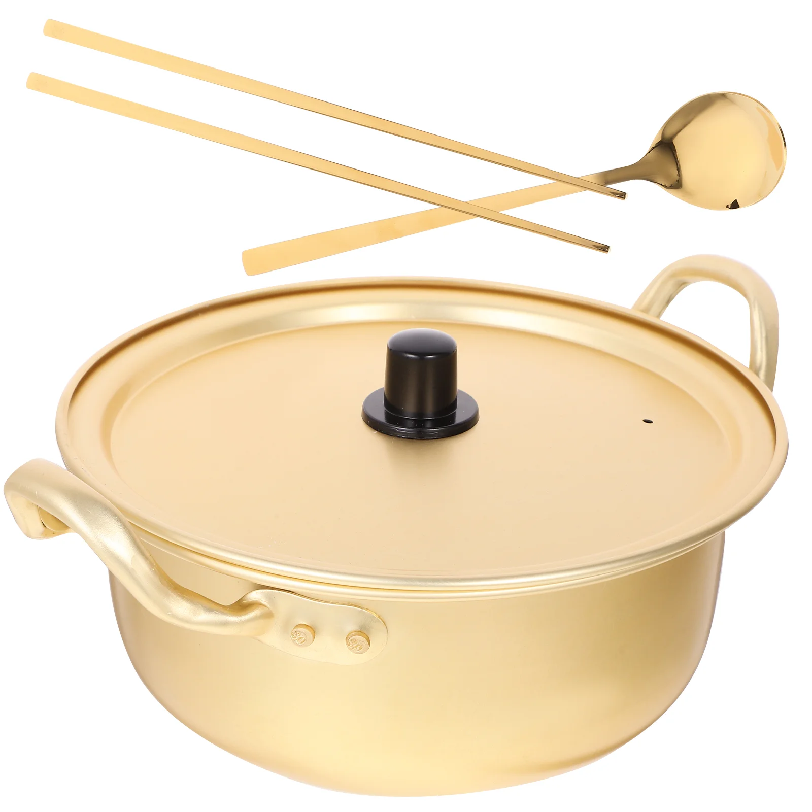 

Instant Noodle Pot Korean Ramen Cooking Nonstick Frying Pan Spoons Saucepan Double Handled Aluminum Seafood Skillet