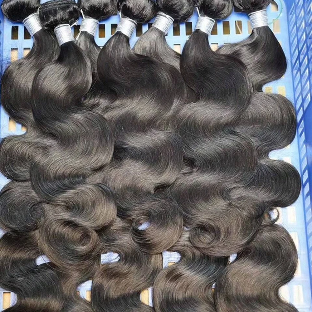 New Styles For Spring And Summer Wedding Festival Wholesale Indian Body Wave Human Hair Bundles With Lace Closure Frontal 20 22 24+18 Inch Real Virgin Remy Hair Weave Natural Color Hair Extensions Cuticle Aligned Remy Hair Weft Weave For Black Women view 4
