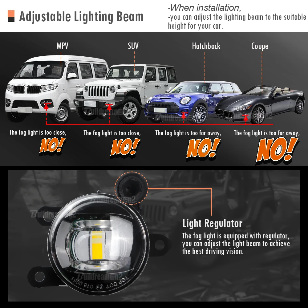 2 X Car Canbus LED Fog Light Assembly For Ford Puma 2019 2020 2021 2022 2023 30W 8000LM Fog Daytime Running Lamp DRL H11 12V - view 5
