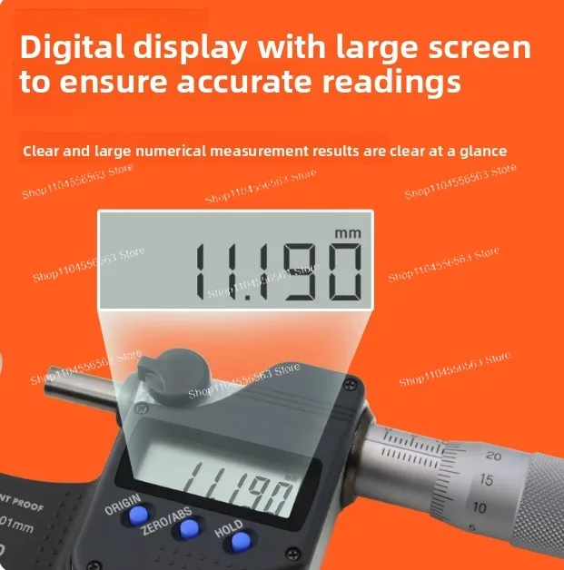 ​​0-25mm Digital Micrometer - 0.001mm Resolution Electronic Outside Diameter Gauge with Chrome-Plated Frame