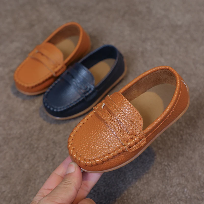 

Toddlers Boys Leather Shoes Little Kids Casual Flats Slip-on Loafers Soft Fashion Classic Moccasins Fashion 2026 Spring Autumn