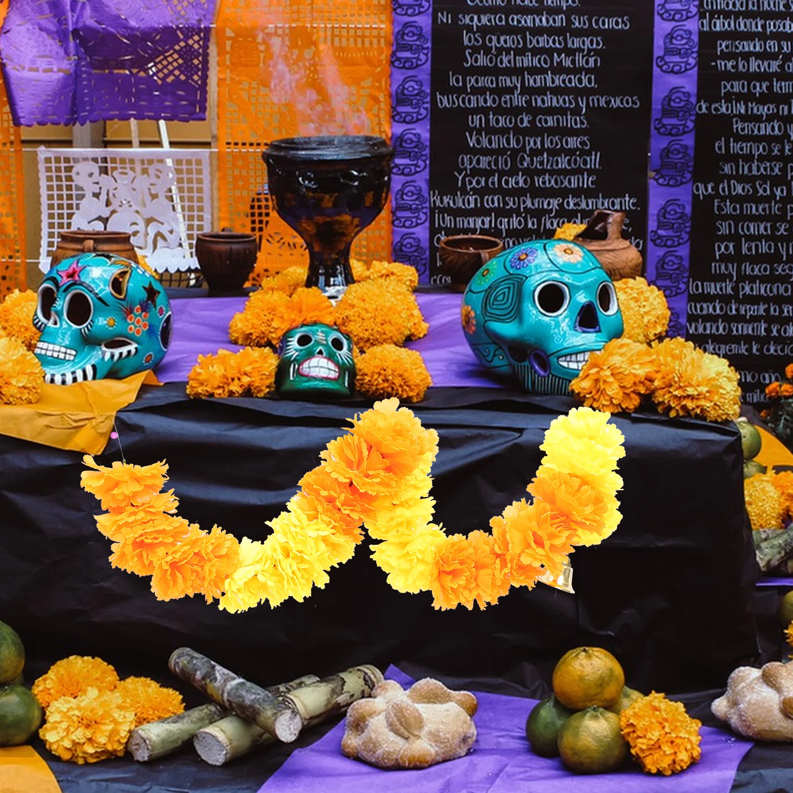 

Marigold Yellow Decor Silk Flowers String Home Party Diwali Bedroom Kitchen Wreath Mantle Festive Occasions