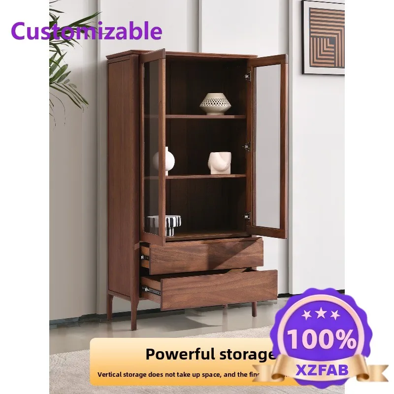 Factory Direct 2026 All solid wood high cabinets, modern simple display in the living room, wine cabinets, storage cabinets