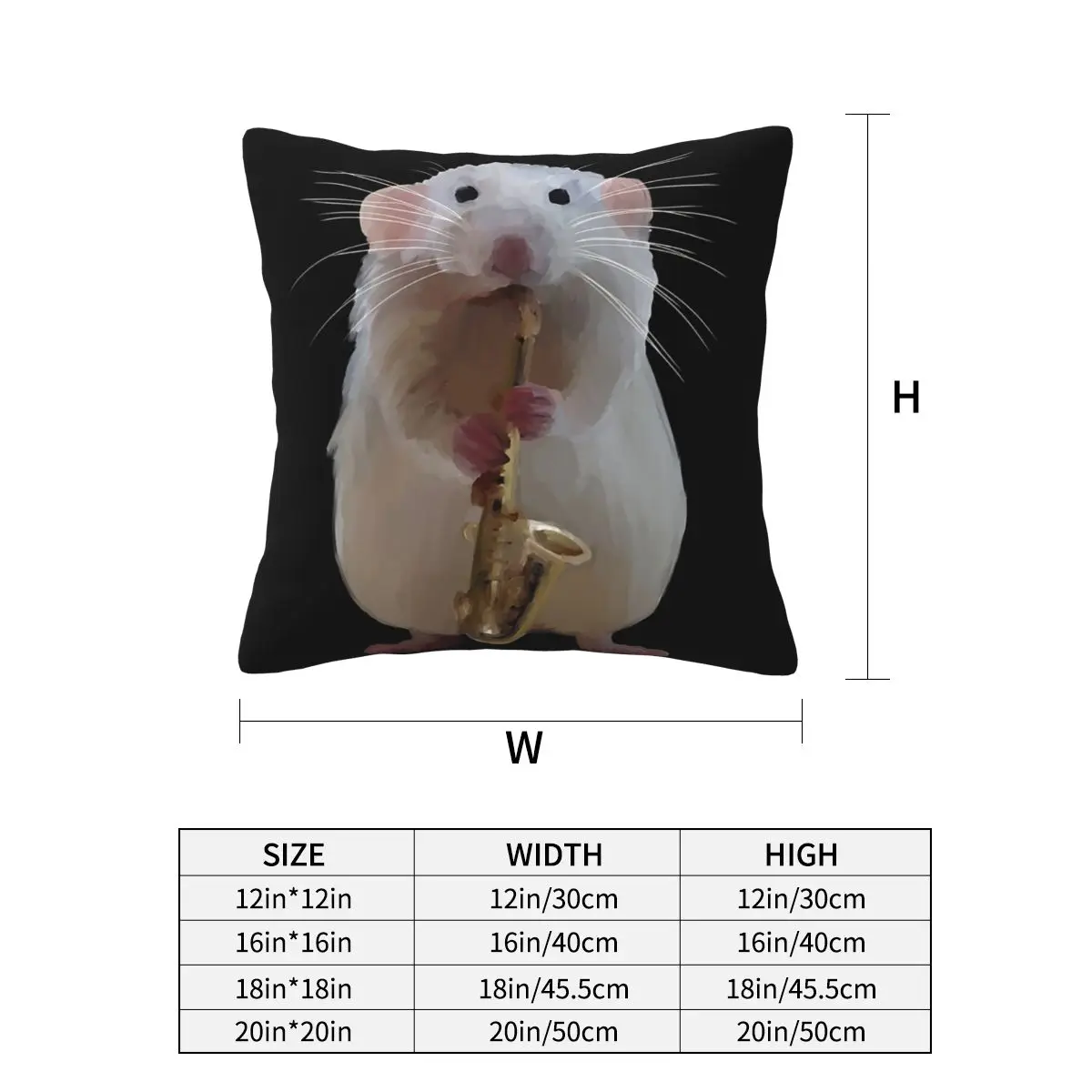 Rat Playing The Saxophone Square Pillowcase Pillow Cover Cushion Decor Comfort Throw Pillow for Home Bedroom