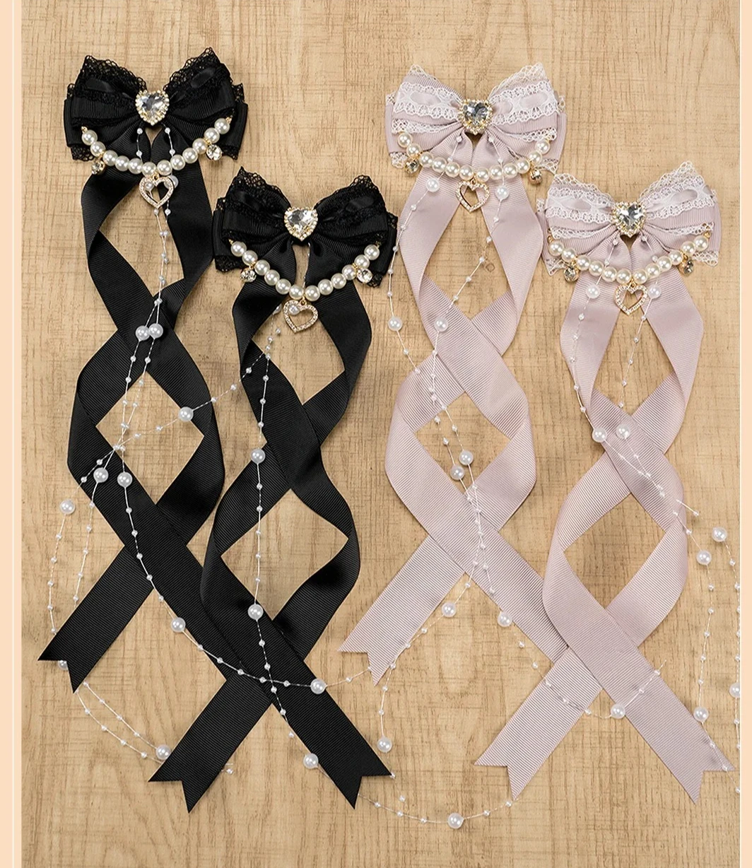 

Handmade Headwear Sweet Cute Girls Double Ponytail Spiral Hairpin Japanese Mine Series Women's Pearl Chain Lolita Hair Clips