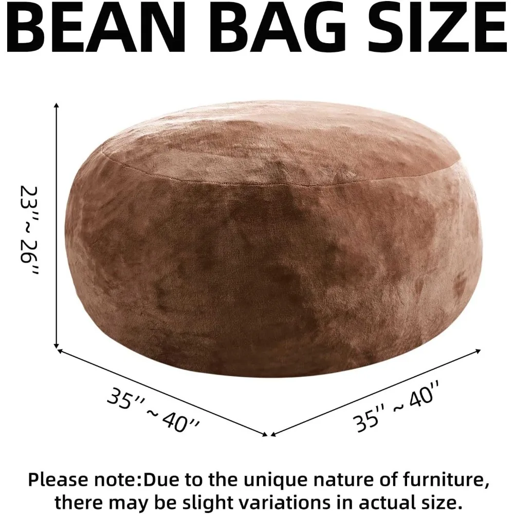 كرسي كيس فول من الإسفنج الذكي الكبير للبالغين والمراهقين، أريكة مستديرة بطول 3 أقدام مع غطاء فانيلا ناعم قابل للإزالة، مثالي للاسترخاء #3