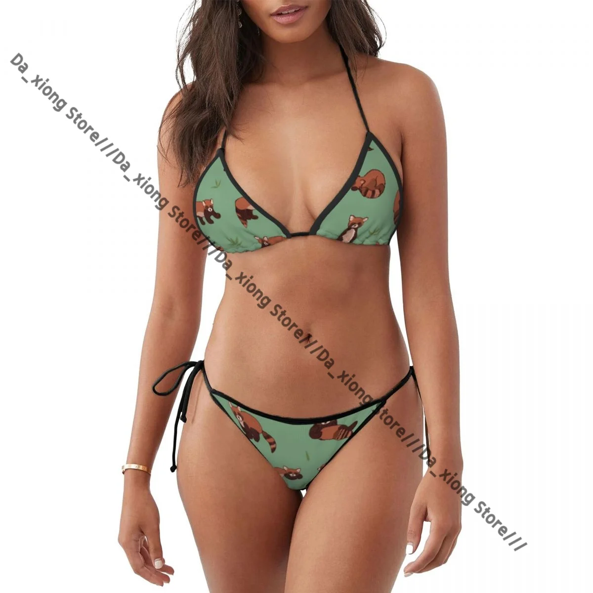 Bikini da donna Costumi da bagno sexy Simpatico panda rosso Illustrazione Costume da bagno Perizoma Costumi da bagno Costumi da bagno Estate Biquini brasiliano