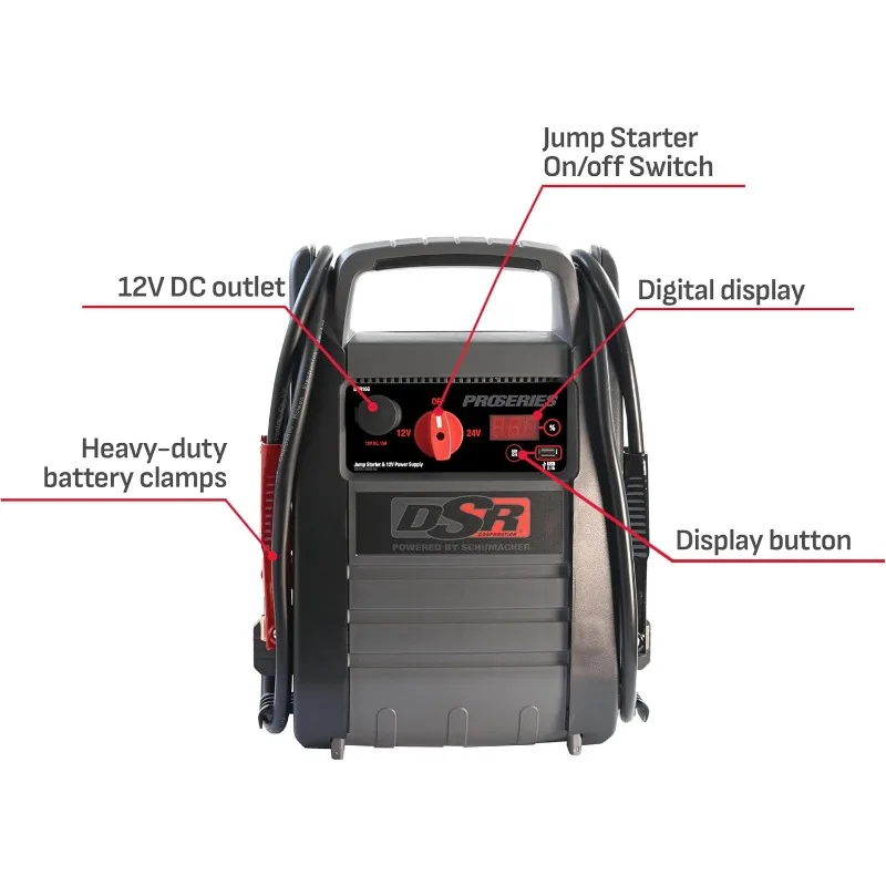 DSR ProSeries DSR166 Jump Starter and Portable Power Station for Car, SUV, Truck, and Boat Batteries, 4400 Peak Amps