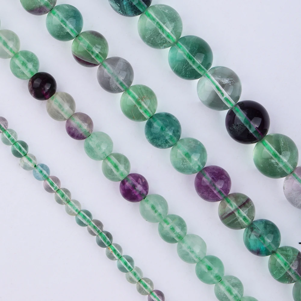 A+ Natural Colorful Fluorite Loose Beads for Jewelry Making Bracelet Necklace Wholesale Stone Beads DIY Accessories 6 8 10mm