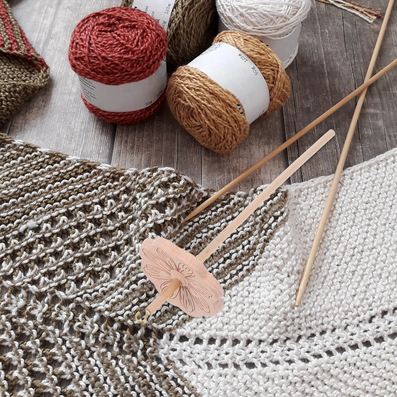 Wooden Yarn Spinning Wheel Part Hardwood Drop Spindle Top Thread Spinning Wheel Smooth Yarn Production Wool Spinner view 6