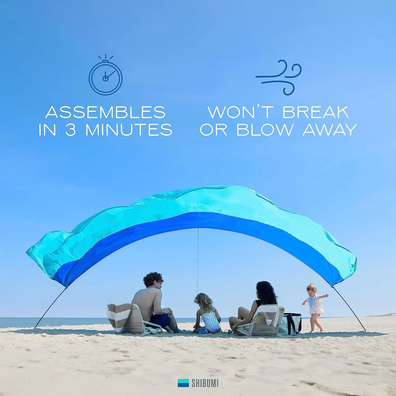 World's Best Beach Shade, The Original Wind-Powered® Beach Canopy, Provides 150 Sq. Ft. of Shade, Compact & Easy to Carry, Sets